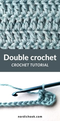 the double crochet stitch is being used to make an afghan pattern with yarn