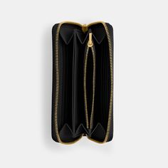 Crafted of polished pebble leather detailed with our Signature hardware this expandable design unzips to reveal a spacious interior. It holds an iPhone X and features 12 card slots two full-length bill compartments and a coin purse to keep essentials organized. | Coach Essential Accordion Zip Wallet - Women's - Brass/black I Phone X, Polished Pebble, Large Wallet, Signature Hardware, Black Gift, Zip Wallet, Coach Leather, Hunter Green, Pebbled Leather