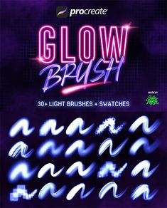 the glow brush font and numbers are displayed in purple tones with neon lights on them