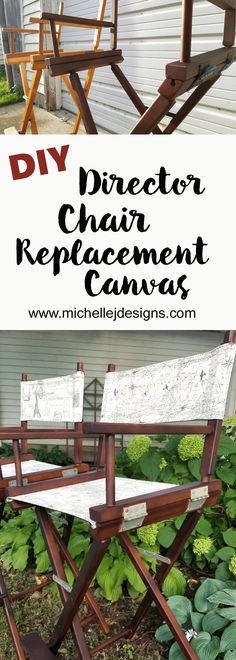 Upcycle Folding Chair, Directors Chair Makeover, Diy Directors Chair, Director Chair Makeover, Thrift Furniture, Director Chairs