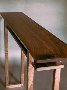 solid walnut console table - artistic hand-crafted wood furniture Narrow Entry Table, Modern Wood Console Table, Narrow Hallway Table, Wood Entry Table, Custom Console Table, Classic Console Table, Classic Console, Console Table Entryway, Fine Furniture Design