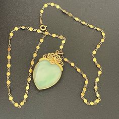 14k Yellow Gold Jade Stone Heart Pendant Necklace 20” Jade Heart in a 14k yellow gold frame Chain: 14k yellow gold Chain Length: 20 inches and 0.14 inches at widest point Total Weight: 19.9 Grams Heart measures 1.05 inches 1.90 inches *Please see images for more details and condition Gold N’ Oldies is a family owned and operated business that has been buying and selling fine jewelry and antiques for over 35 years! Feel free to contact us with any questions and as always... HAPPY BIDDING! Jade Pendant Necklace Gold, Jade Pendant Necklace, Gold N, Mexican Jewelry, Buying And Selling, Jade Jewelry, Yellow Gold Chain, Jade Stone, Stone Heart