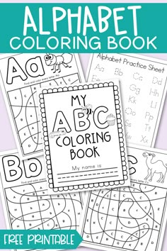 an alphabet coloring book with the title, my abc's coloring book free printable