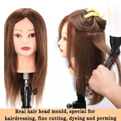 Do you need a perfect practice head to help you perfect your hairstyling skills? Look no further than the Doll Head Style Hair Styling Head Practice Doll!

This practice doll is perfect for practicing different hair styles with its 23.6in (60cm) human and synthetic hair mix. It has a realistic female face and comes in four colors: Blonde White Gold Dark Brown.
Benefits of the doll head style :

 	Realistic Female Face: The Doll Head Hair Styling Head Practice Doll features a realistic female face that's perfect for practicing different hairstyles.
 	This practice doll comes with a mix of both human and synthetic hair, so you don't have to worry about damaging real hair.
 	Hair Length: This practice doll has a 23.6in (60cm) hair length, perfect for practicing different hair styles.
 	Hair M Head Practice, Model Hairstyle, Hair Mannequin, Spa Equipment, Head Model, Head Style, Mannequin Head, Female Face, Mannequin Heads