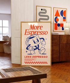 Indulge in a daily dose of positivity with our "More Espresso Less Depresso" wall art print! This retro-inspired piece is the perfect addition to your coffee bar, coffee station, kitchen, or dining room, injecting a playful vibe into your space. Say goodbye to gloomy mornings and hello to caffeinated cheerfulness! Grab yours now and let the good vibes flow! Prefer not to handle the printing yourself? Click the link to access the printed and shipped version directly. https://inprimo.etsy.com/list Coffee Station Wall, More Espresso Less, Bar Artwork, Wall Art Coffee, Poster Coffee, Cute Apartment, Retro Quotes, Apartment Art, Art Coffee