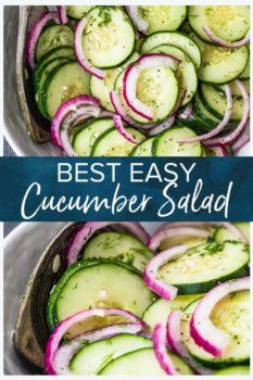 cucumber salad in a bowl with the words best easy cucumber salad