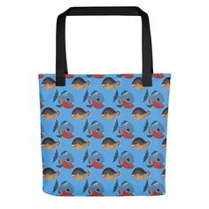 Pirhana Tote Bag | Trendy Tote for Women | Grocery Store Bag. Fantastic design perfect for enthusiasts who love fun patterns. Grab this design as a  gift for your family, friend, spouse, or kids who also love Pirhana Tote Bag | Trendy Tote for Women | Grocery Store Bag. The design is also great for birthdays, celebrations, and holidays. A spacious and trendy tote bag to help you carry around everything that matters. * 100% spun polyester fabric * Bag size: 15″ × 15″ (38.1 × 38.1 cm) * Capacity: Novelty Multicolor Bag For Everyday Use, Fun Pouch Bags For Everyday Use, Fun Everyday Pouch Bags, Fun Everyday Use Pouch Bag, Fun Rectangular Bags For Gifts, Fun Rectangular Bags Ideal For Gifts, Fun Rectangular Gift Bags, Fun Bag With Removable Pouch For Daily Use, Fun Multicolor Bags For Personal Use