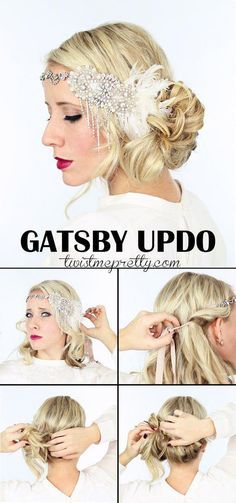 Gatsby Updo, Gatsby Hairstyles, Sanggul Cepol, Flapper Girl Costumes, Look Gatsby, Flapper Girls