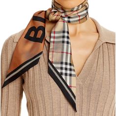 Burberry Vintage Check & Logo Silk Skinny Scarf. Comes With Everything 3"W X 63"L Check Print Reverses To Logo Side Made In Italy 100% Silk Silk Scraf, Silk Scarf Outfit, Check Logo, Scarf Tutorial, Scarf Outfit, Burberry Scarf, Burberry Vintage, Checked Scarf, Vintage Silk Scarf