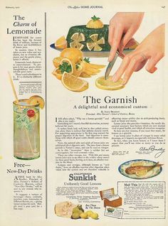 an advertisement for the garnish cocktail