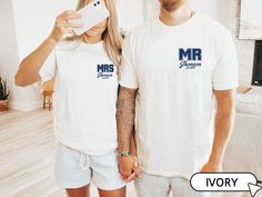 Click the link below to discover additional items related to Family https://www.etsy.com/shop/JennianDSGN?ref=seller-platform-mcnav&section_id=48294720 🎁 Welcome to our  Store Our team designs our shirts to cater to individuals seeking a distinctive and unique expression of their sensitivities.  Crafted with a commitment to excellent quality,  our garments are made to serve as perfect gifts for yourself and your loved ones. 👇 How to order 1-) Please, check and review all photos. 2-) Select you Wedding Shirt, Mrs Shirt, New Couple, Honeymoon Shirts, Wedding Shirts, Matching Shirts, Custom Wedding, San Jose, First Love