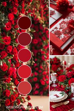 red and white wedding decor with roses