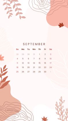 a calendar with flowers and leaves on the front, in pastel pinks and peachs