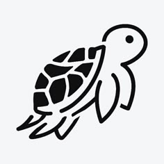 a black and white drawing of a turtle