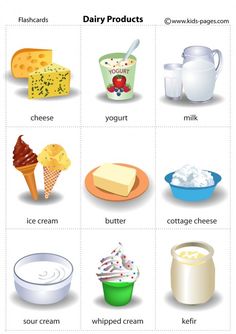 the different types of dairy products are shown