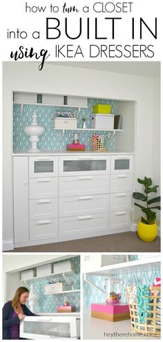 how to turn a closet into a built - in using ikea dressers