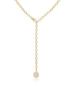 Circle Chain Adjustable Lariat Necklace Gold Diamond Necklace With Adjustable Chain, Gold Cubic Zirconia Necklace With Adjustable Chain, Gold Plated Lariat Necklace With Pendant, Gold Plated Lariat Necklace With Adjustable Chain, Gold Plated Pendant Lariat Necklace With Adjustable Chain, Gold Drop Necklace With Clavicle Chain In Cubic Zirconia, Yellow Gold Necklaces With Adjustable Chain And Cubic Zirconia, Adjustable Yellow Gold Cubic Zirconia Necklace, Gold Cubic Zirconia Clavicle Chain Drop Necklace