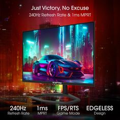 an advertisement for the upcoming gaming console, just victory no excuse 240h refresh rate & 1ms mport