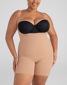 Targeted X compression sculpts your midsection, power mesh smooths your thighs, and smoothing fabric eliminates back bulge. An open bust lets you pair this bodysuit with your favorite bra. Honeylove, Open-Bust Mid-Thigh Bodysuit for Women in Sand (Nude), Size: XL Wedding Bra, Open Bust, Shapewear Tops, Cami Bodysuit, Shapewear Bodysuit, Apparel Accessories, Mesh, Top Outfits, V Neck