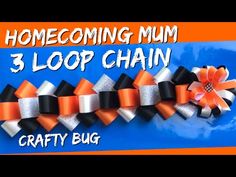 the 3 loop chain is made out of ribbon and has an orange flower on it