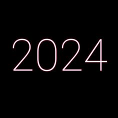 a neon sign that says,'2024'in pink on a black background