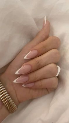 French Stiletto Nails, Almond Stiletto, Classy Almond Nails, French Almond, Pointy Nails, Spring Nail Designs, Brighter Days, French Tip Acrylic Nails, Classic Nails