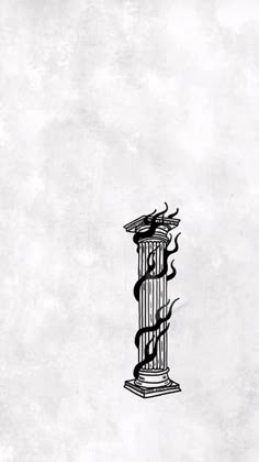 a drawing of a tall tower with a clock on it's side and a spiral design on the top