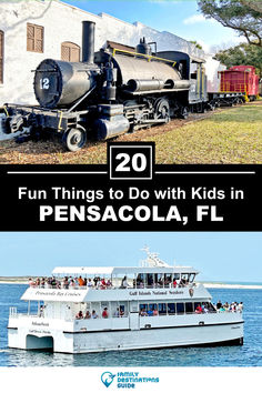 two pictures with the words fun things to do with kids in pensacola, fl