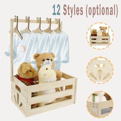 Baby Shower Wooden Crate Closet Smooth Wood Baby Shower Basket Large Toys Capacity New Parents Crate Closet, Baby Shower Basket, Baby Toy Storage, Wooden Crate Boxes, Storing Baby Clothes, Baby Shower Baskets, Storage Crate, Baby Storage, Basket And Crate