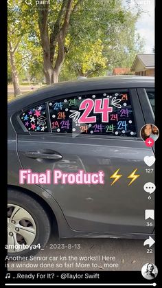 the back window of a car with stickers on it that say, final product