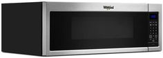 a stainless steel microwave oven with the door open and blue light on it's side