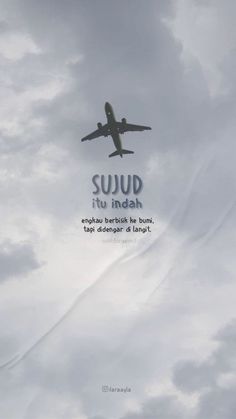 an airplane is flying in the sky with words above it that say suwup tu indah