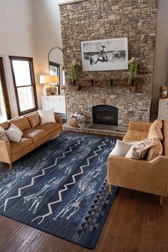 a living room filled with furniture and a fire place