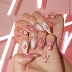 Summery Nails, Really Cute Nails, Soft Nails, Kawaii Nails, Pink Acrylic Nails, Dream Nails, Funky Nails