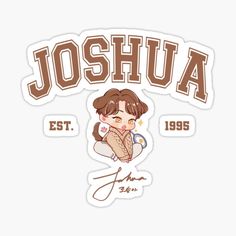 the name and image of an anime character with brown hair, holding a baseball bat sticker