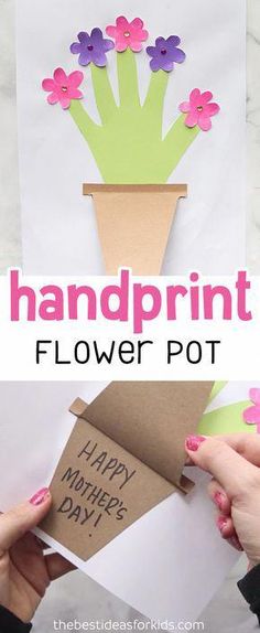 handprint flower pot craft for mother's day