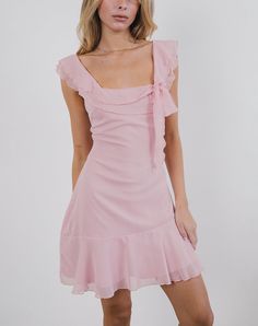 Pink Peony Chiffon Mini Dress | Binita – motelrocks-com-us Pastel Hoco Dresses, Chiffon Mini Dress, Pink Chiffon, Party Dress Long Sleeve, Bandeau Dress, Pink Peony, Midi Dress Summer, Summer Party Dress, Black Long Sleeve Dress