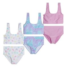 Introducing the perfect summer essential for your little girl - a 3-Pack of Girl's Two-Piece Swimsuits! Say goodbye to the hassle of searching for a new swimsuit every time you head to the beach or pool. Our swimsuits are designed to provide your daughter with comfort, style, and durability, all in one package. Made from high-quality, stretchy material, our Girl's Two-Piece Swimsuits provide a snug fit without sacrificing comfort. With a variety of sizes to choose from, you can find the perfect Cute Bathing Suits For Kids 10-12 2 Peice, Pink Sports Swimwear With 4-way Stretch, Justice Swimwear, Beach Sport, Pink 4-way Stretch Sporty Swimwear, Sport Bikinis, Kids Swimsuits Bikinis Size 7/8, Matching Swimwear, Swimwear Sets