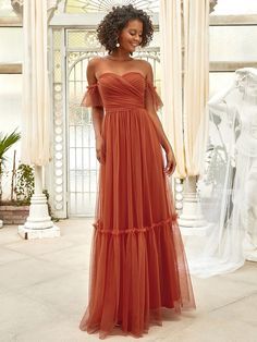 Ruffles Sleeves, Orange Bridesmaid, Floral Print Maxi Skirt, Orange Bridesmaid Dresses, Pleated Tulle, Romantic Floral Print, Strapless Evening Dress, Tulle Evening Dress, Evening Dresses With Sleeves