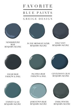 the shades of blue paint are shown in this color guide for interior and exterior decor