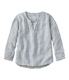 Women's Premium Washable Linen Shirt, Splitneck Stripe | Shirts & Button-Downs at L.L.Bean Relaxed Fit Yarn-dyed Linen Shirt, Linen Yarn-dyed Relaxed Fit Shirt, Yarn-dyed Linen Tops For Summer, Casual Striped Linen Tops, Striped Linen Long Sleeve Tops, Striped Long Sleeve Linen Tops, Casual Linen Split Neck Tops, Stripe Shirts, Classic Style Outfits