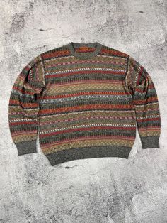 Men's Vintage Missoni Multicolor Sweater Size S(see measurements) The length of the sleeve from the shoulder is 59 cm From armpit to armpit - 59 cm The length of the back is 65 cm Condition 9/10🔥  See all photos and read description.   If you need any other information about postage, sizes, photos, etc., please contact me💌   I will be happy to help you🤝    Browse our other products, buy more and save on shipping.   PLEASE CONTACT US BEFORE LEAVING FEEDBACK. Missoni Vintage, Vintage Missoni, Pull Vintage, Aztec Sweater, Multicolor Sweater, Mens Pullover, Pullover Sweater Men, Grandpa Sweater, Cool Fits