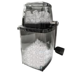 an image of a machine that is filled with ice cubes and water on white background