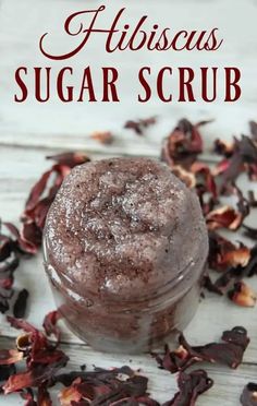 This hibiscus sugar scrub will help strengthen and rejuvenate your skin! Hibiscus is known as the botox plant and it's included in this anti-aging scrub! #hibiscus #naturalskincare #sugarscrub #herbal #natural #easy #botox #antiaging Natural Sugar Scrubs, Tout Rose, Diy Scrub, Scrub Recipe, Natural Sugar, Beauty Recipe, Diy Natural Products, Diy Bath Products