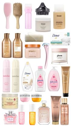 #beauty #shower #showerroutine #showerproducts #skincare #aesthetic #ouai #gisou #soldejanerio #victoriassecret #redken #pink #sundae #bath #foryou #selfcare Shower Essentials, Skincare Aesthetic, Beauty Products, Vanilla, Bath, Shower, Pink, Beauty