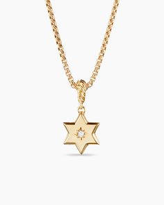 David Yurman | Star of David Amulet in 18K Yellow Gold with Center Diamond, 22.3mm The Star Of David, Ludwig Bemelmans, Star Of David Necklace, Holiday Campaign, Star David, Amulets, Star Of David, High Jewelry, David Yurman