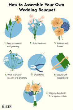 how to assemble your own wedding bouquet in 5 easy steps - step by step instructions