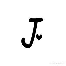 the letter j with hearts on it's side is shown in black and white