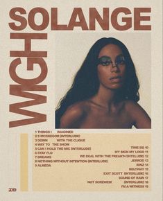 the poster for solancee show features an image of a woman with long hair and glasses