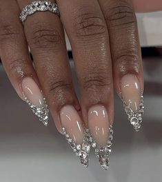 Nails 777, 777 Design, Pink Stiletto Nails, Stiletto Shaped Nails, Holiday Nail, Pearl Nails, January 3, Diamond Nails, Crystal Nails